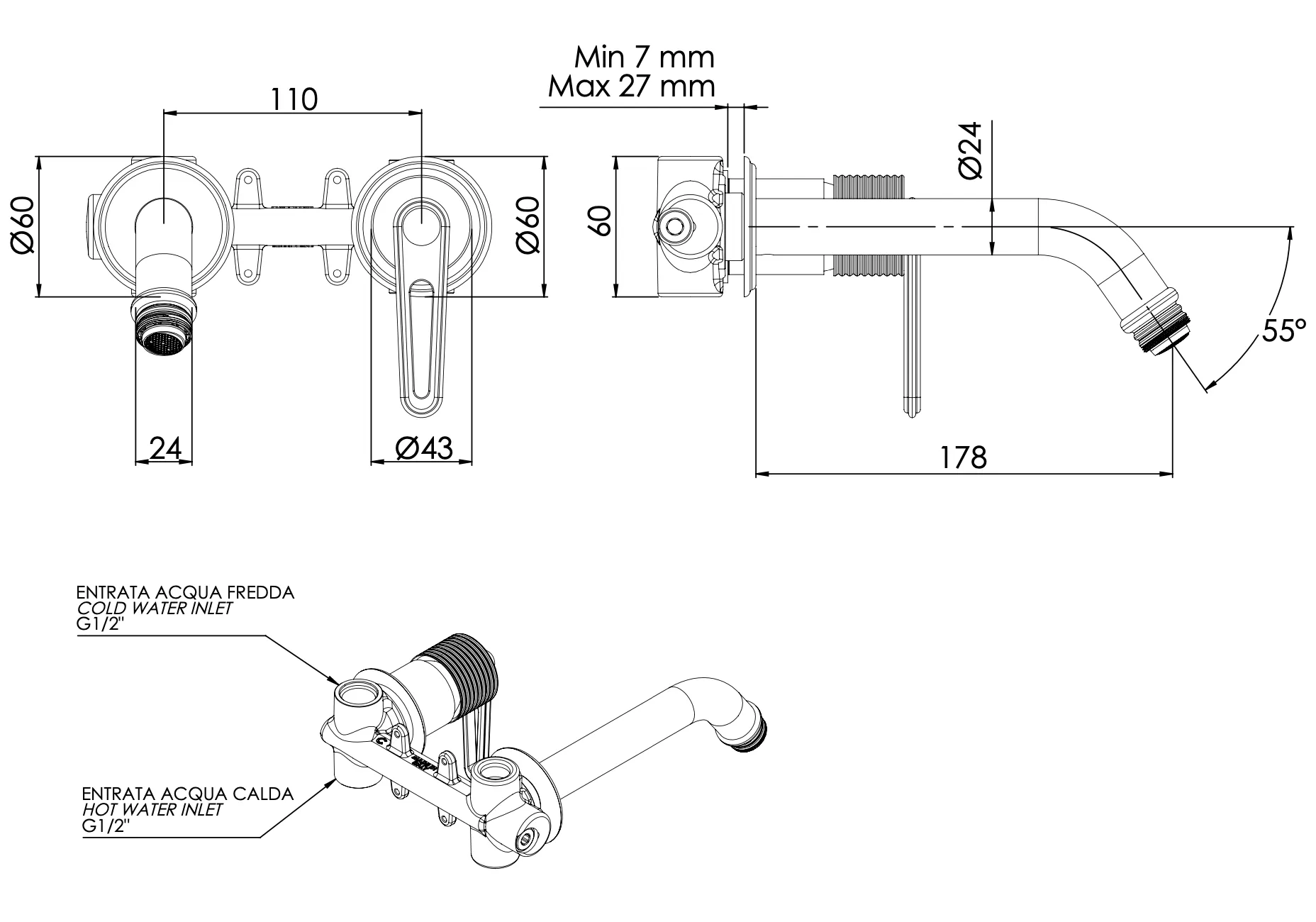 Смеситель для раковины Daniel Brooklyn BY632PCR, хром