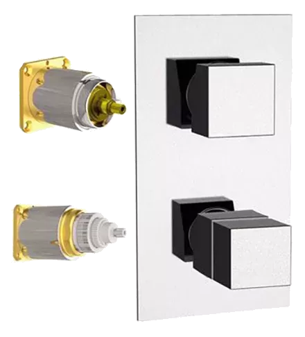 Смеситель для ванны/душа термостатический на 2 потока скрытый монтаж (заказывать совместно с rrbox92) qubika do золото remer