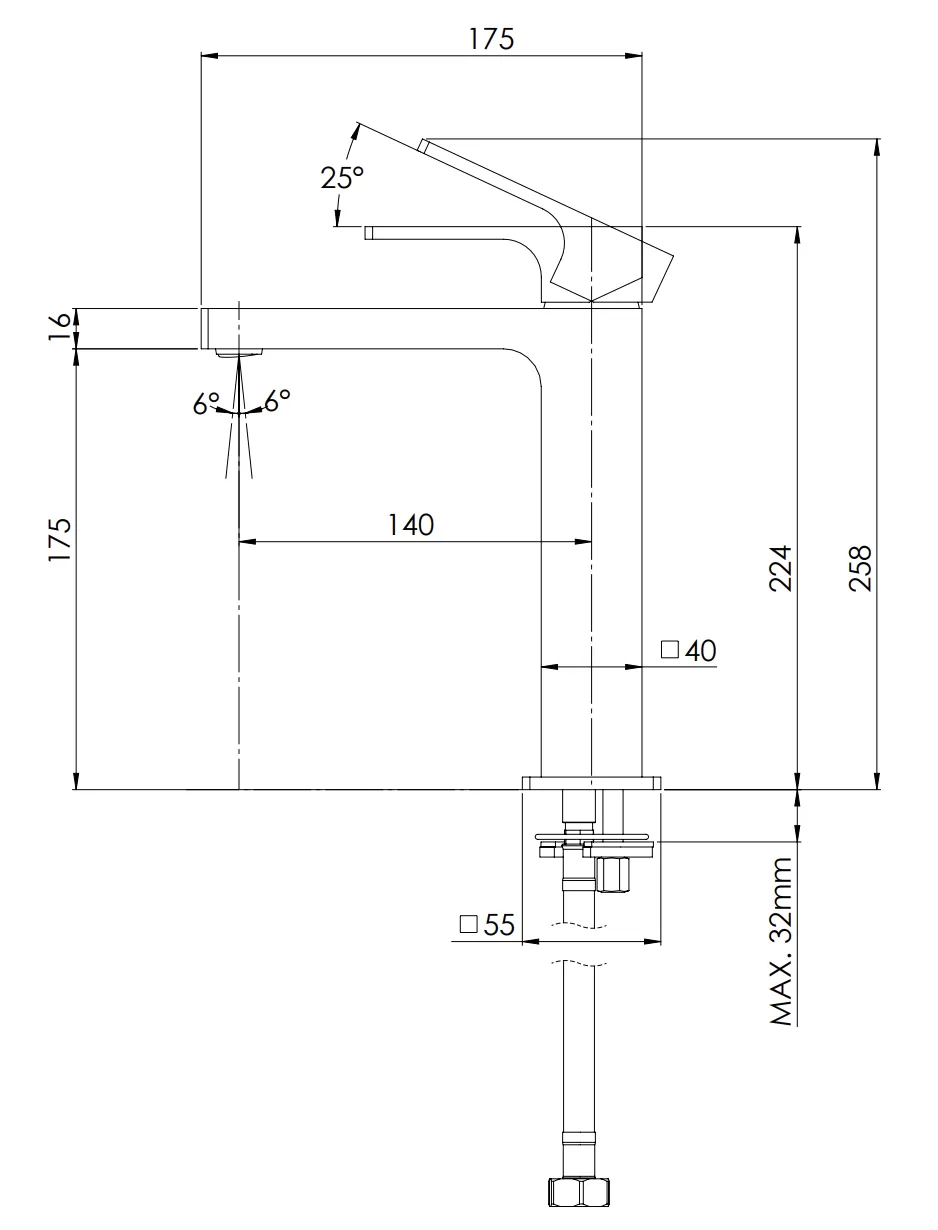 Смеситель для раковины REMER Absolute AU12AXV, сталь, шт