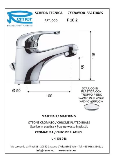 Смеситель F 10 2 для умывальника