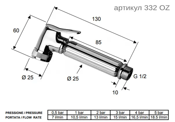 Лейка для душа гигиеническая vo латунь состаренная remer