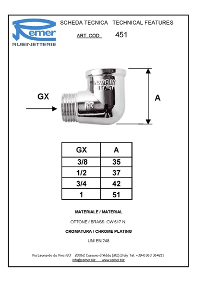 уголок 1/2" гш RR 451 MF хром