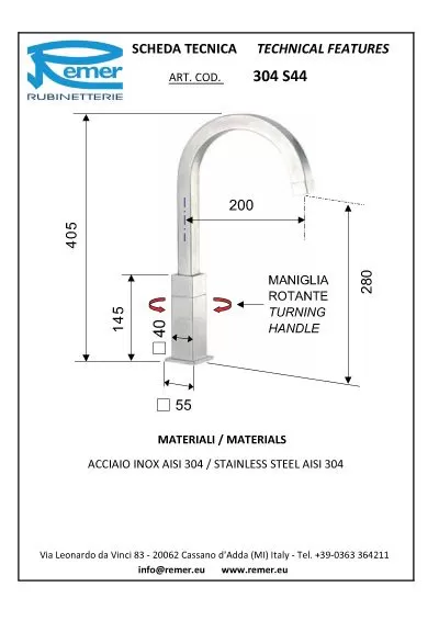 Смеситель для кухни inox s  304 inox ss нержавеющая сталь remer