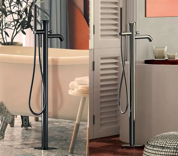 Смеситель для ванны напольный с душевым набором (скрытая часть в комплекте) element rp медь брашированная remer