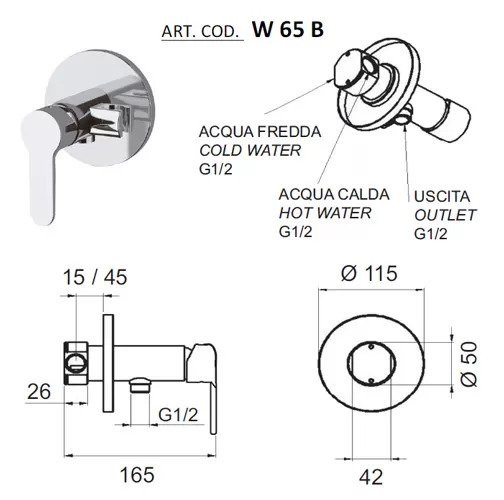 Гигиенический душ со смесителем скрытого монтажа (без душевого набора со скрытой частью) winner cr хром remer