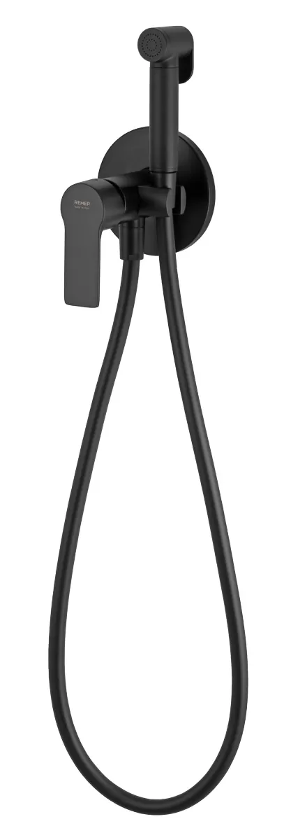 Гигиенический душ со смесителем скрытого монтажа (душевой шланг и скрытая часть в комплекте) energy no черный матовый remer
