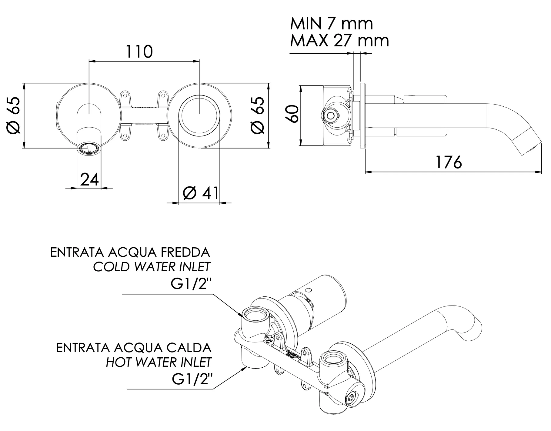 Смеситель для раковины Daniel Trilogy TG632PCR, хром