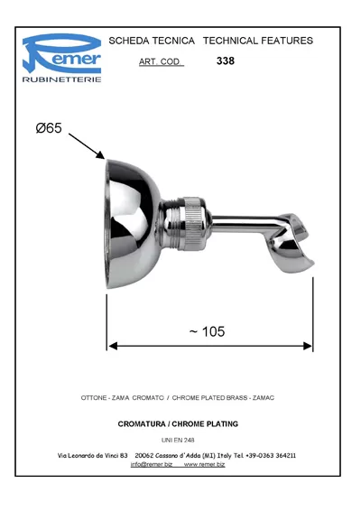 Держатель для душевой лейки настенный cr хром remer