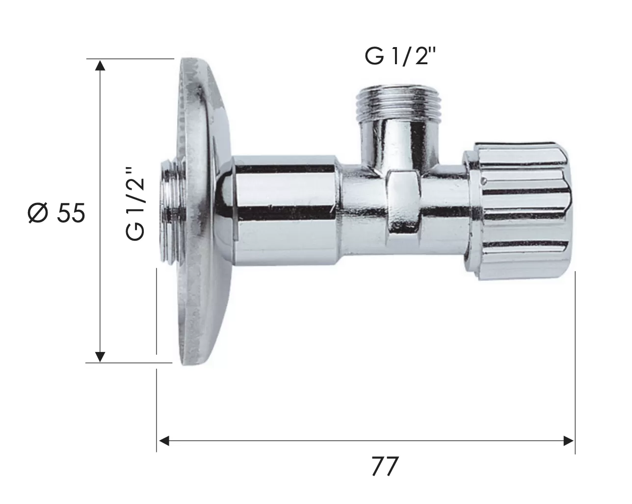 вентиль углов 1/2"-1/2" ●ручка RR 1171212, шт