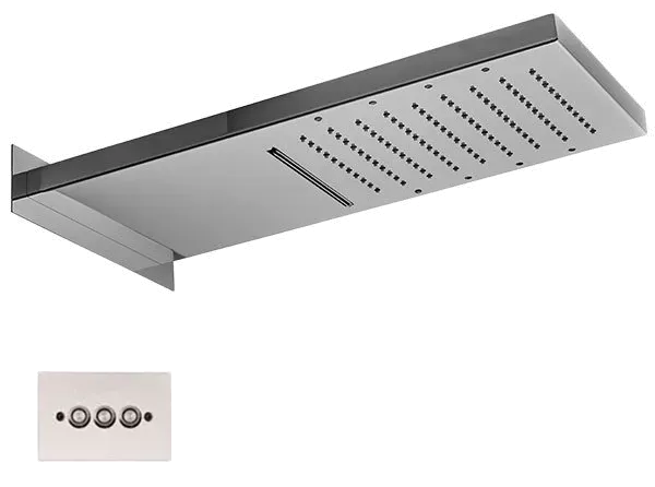 Верхний душ монтаж в потолок 50х26см 2 режима тропический душ/каскад hromotherapy led (в комплекте стационарный пульт управления блок питания c 220v на 12v ) cr хром remer
