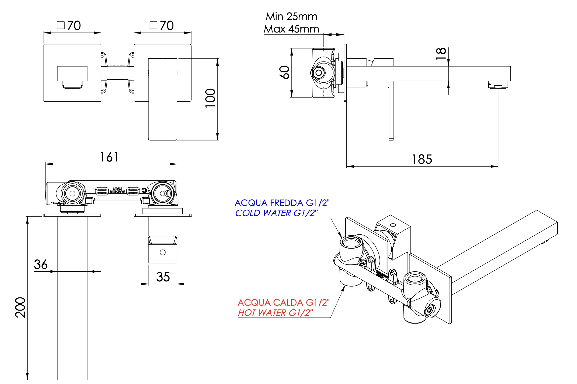 Смеситель для раковины Mariani Rebel B00565REP
