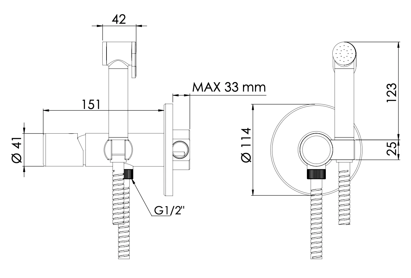 Гигиенический душ Daniel Trilogy TG6454DCCR, хром