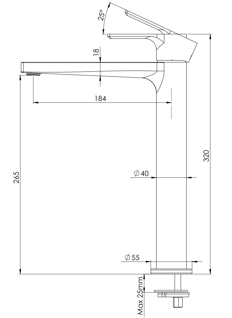 Смеситель для раковины Mariani Kali A16398KL12, нержавеющая сталь