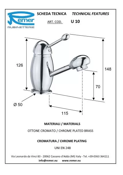 Смеситель U 10 для умывальника