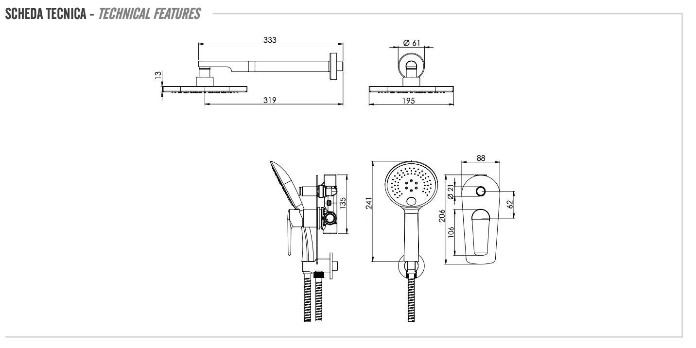 Комплект: Душевая система Remer Vanity V09S02