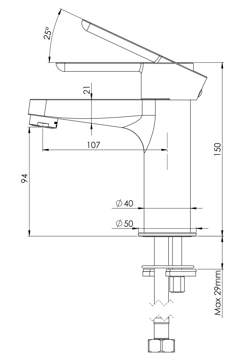 Смеситель для раковины Mariani Winter A14380WN12, черный матовый