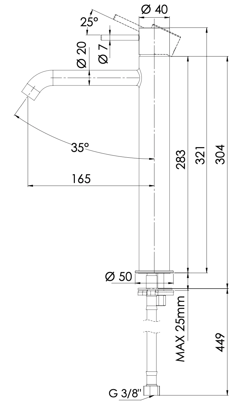 Смеситель для раковины Mariani Next A16398NS12, нержавеющая сталь