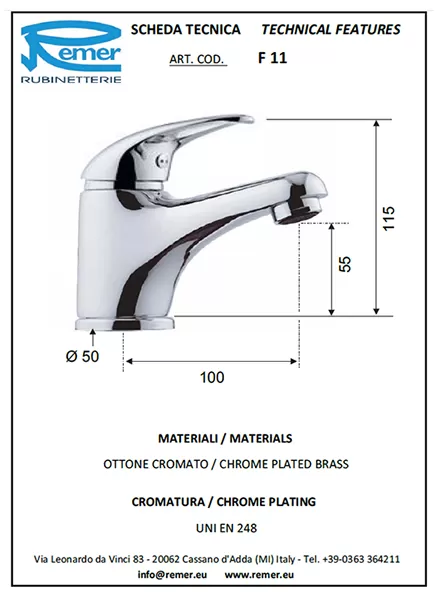 Смеситель F 11 для умывальника