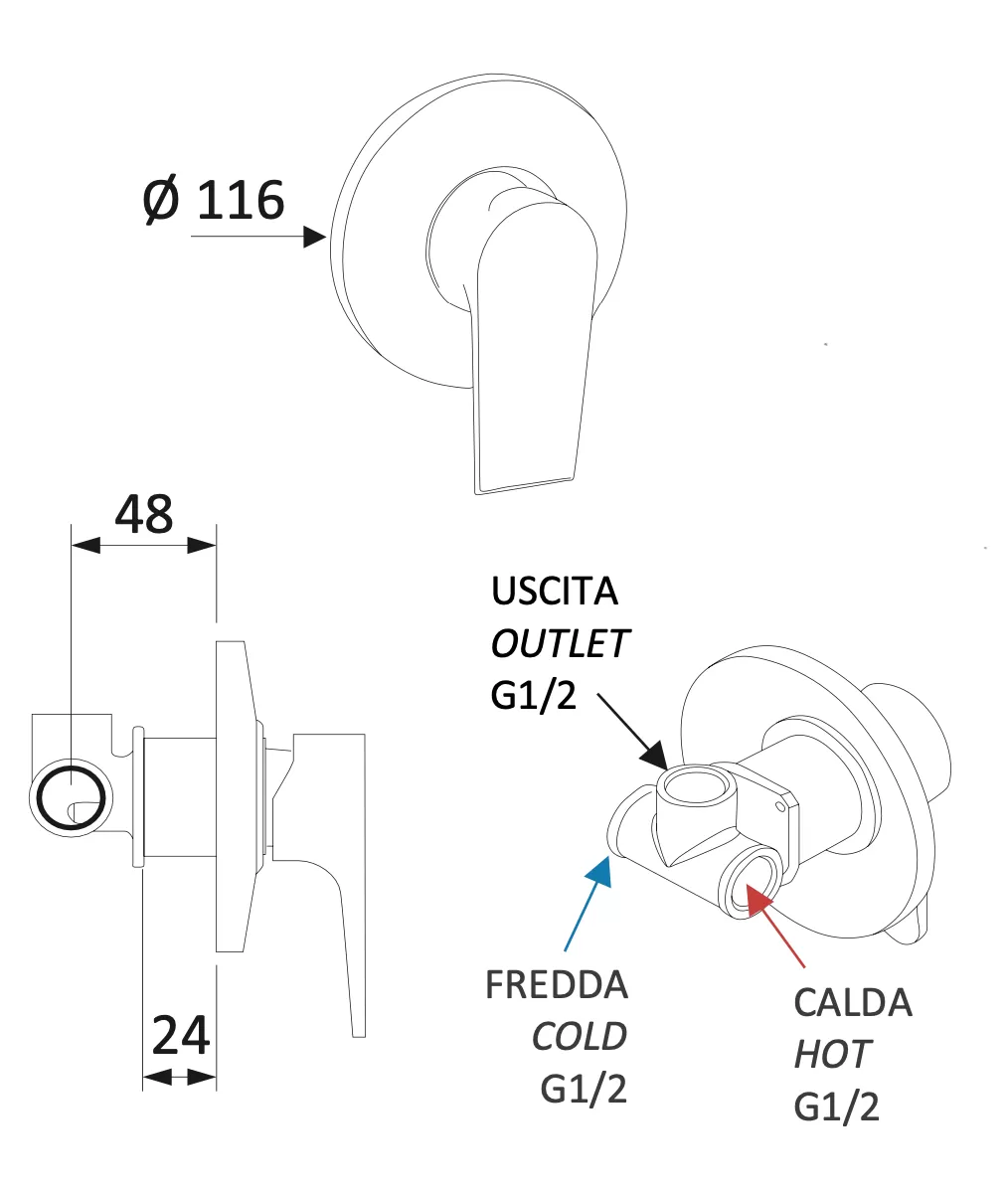 Смеситель для душа Mariani Artic В37179AT, белый матовый