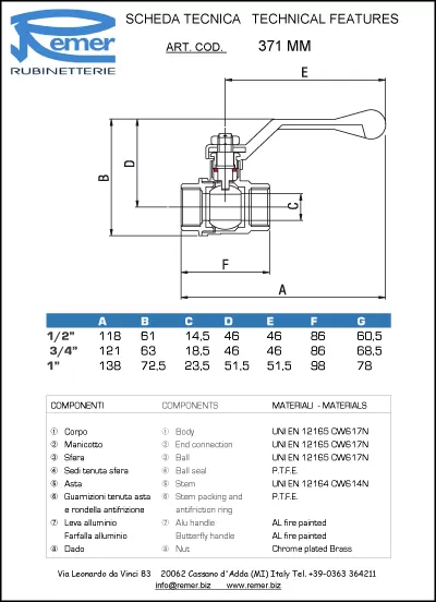 кран 1/2" RR_шш рычаг 371MM