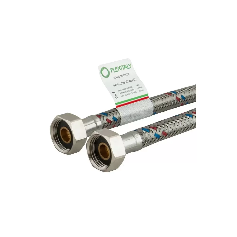 Подводка гибкая 20 сантиметров dn8 Г1/2"-Г1/2" гайка/гайка FLEXITALY remer