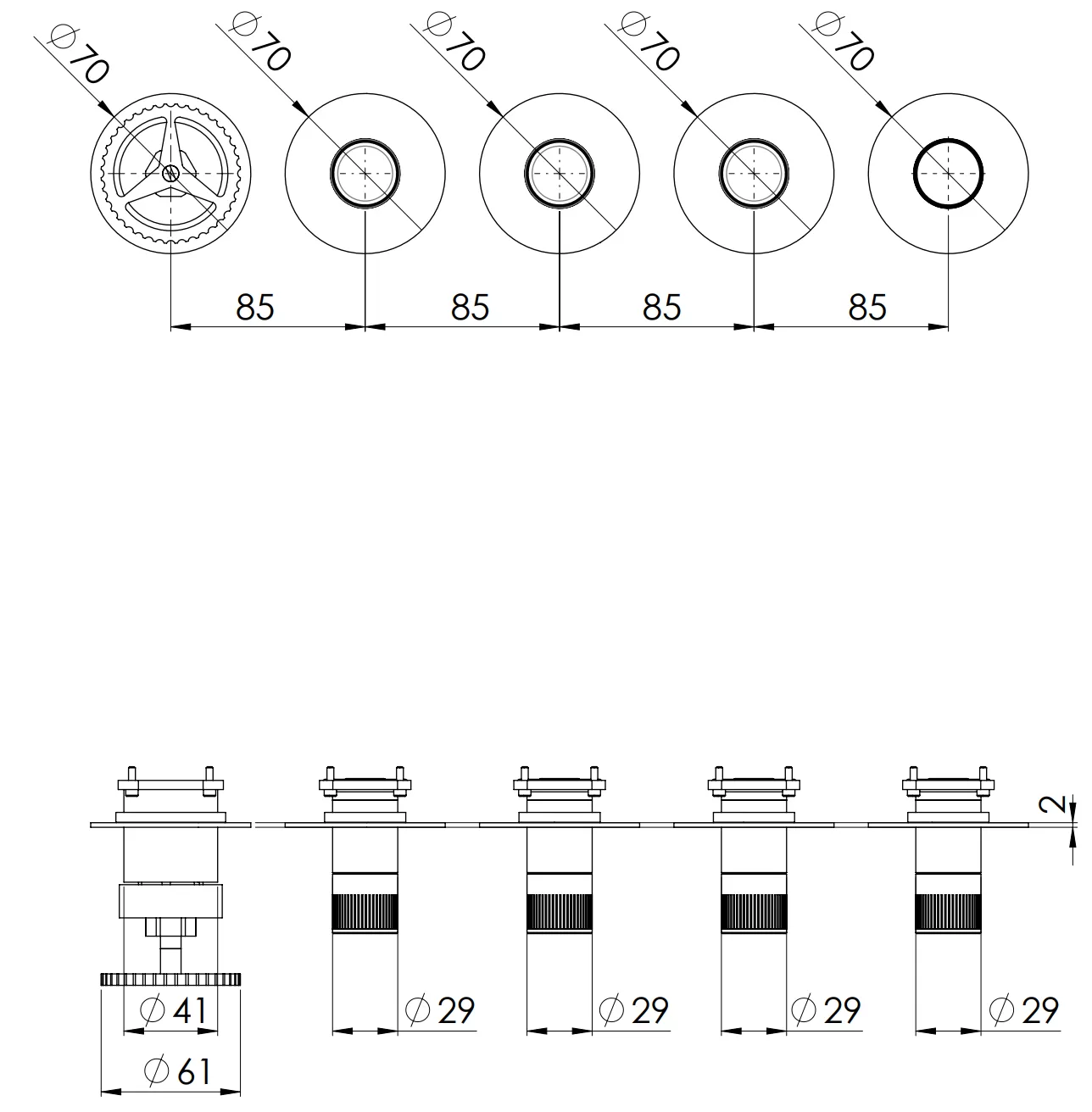 Смеситель для ванны/душа прогрессивный 4 на потока скрытый монтаж вертикально/горизонтально (заказывать совместно с WBOX98D4) chrono bg золото брашированное remer