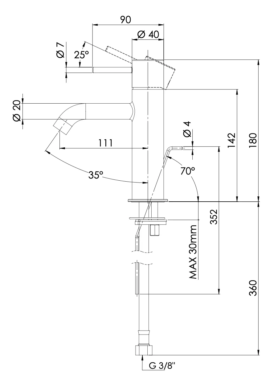 Смеситель для раковины Mariani Next A37380NS12, белый матовый
