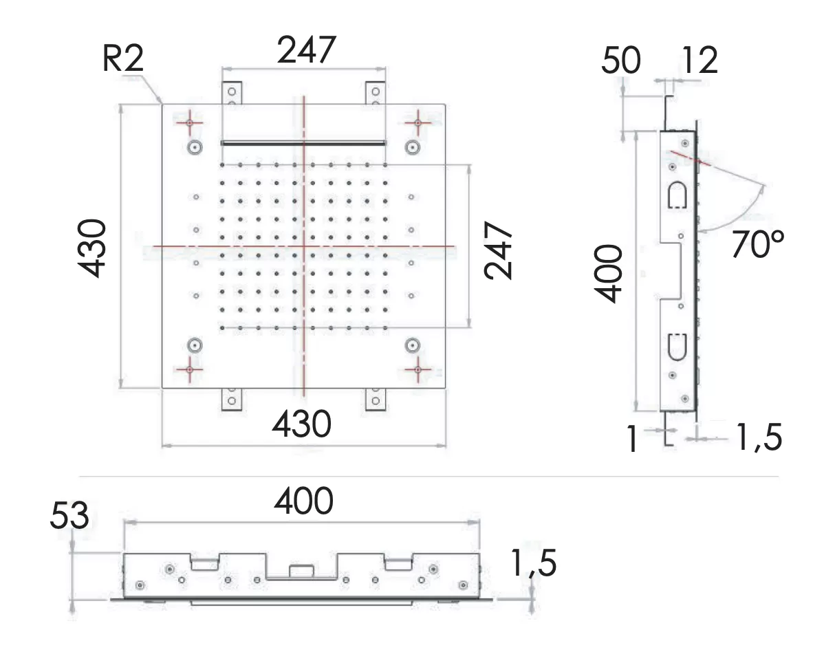 Верхний душ монтаж в потолок 43x43см 3 режима тропический душ/каскад/водная пыль chromotherapy led (в комплекте стационарный пульт управления блок питания c 220v на 12v ) cr хром remer