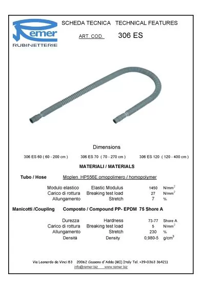 Шланг сливной раздвижной RR 306 ES 70 (0.7 -2,7 метра)