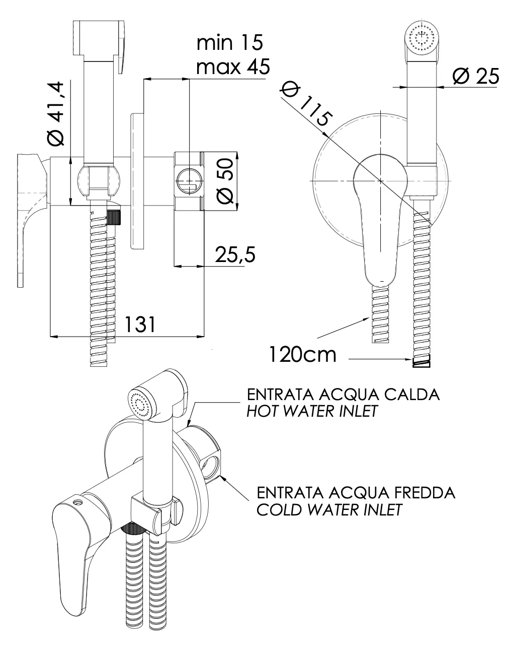 Гигиенический душ со смесителем Mariani Surf B00185SFW