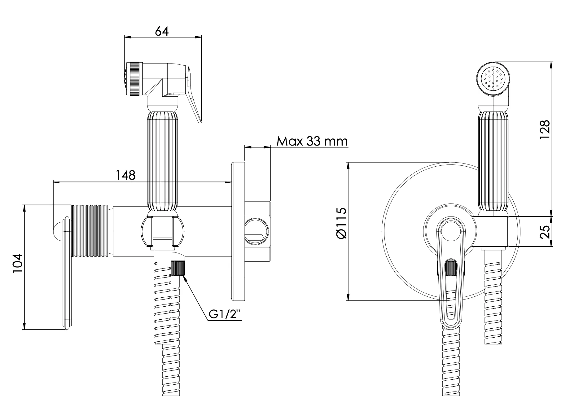 Гигиенический душ Daniel Brooklyn BY645DCZ15, чёрный матовый