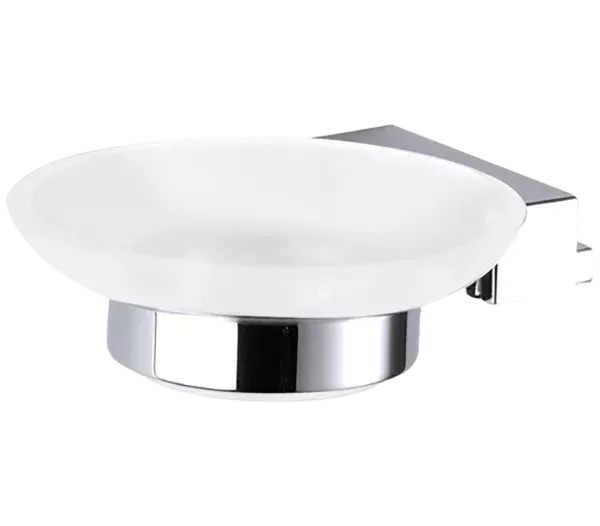 Мыльница настенная с держателем матовое стекло sq cr хром remer