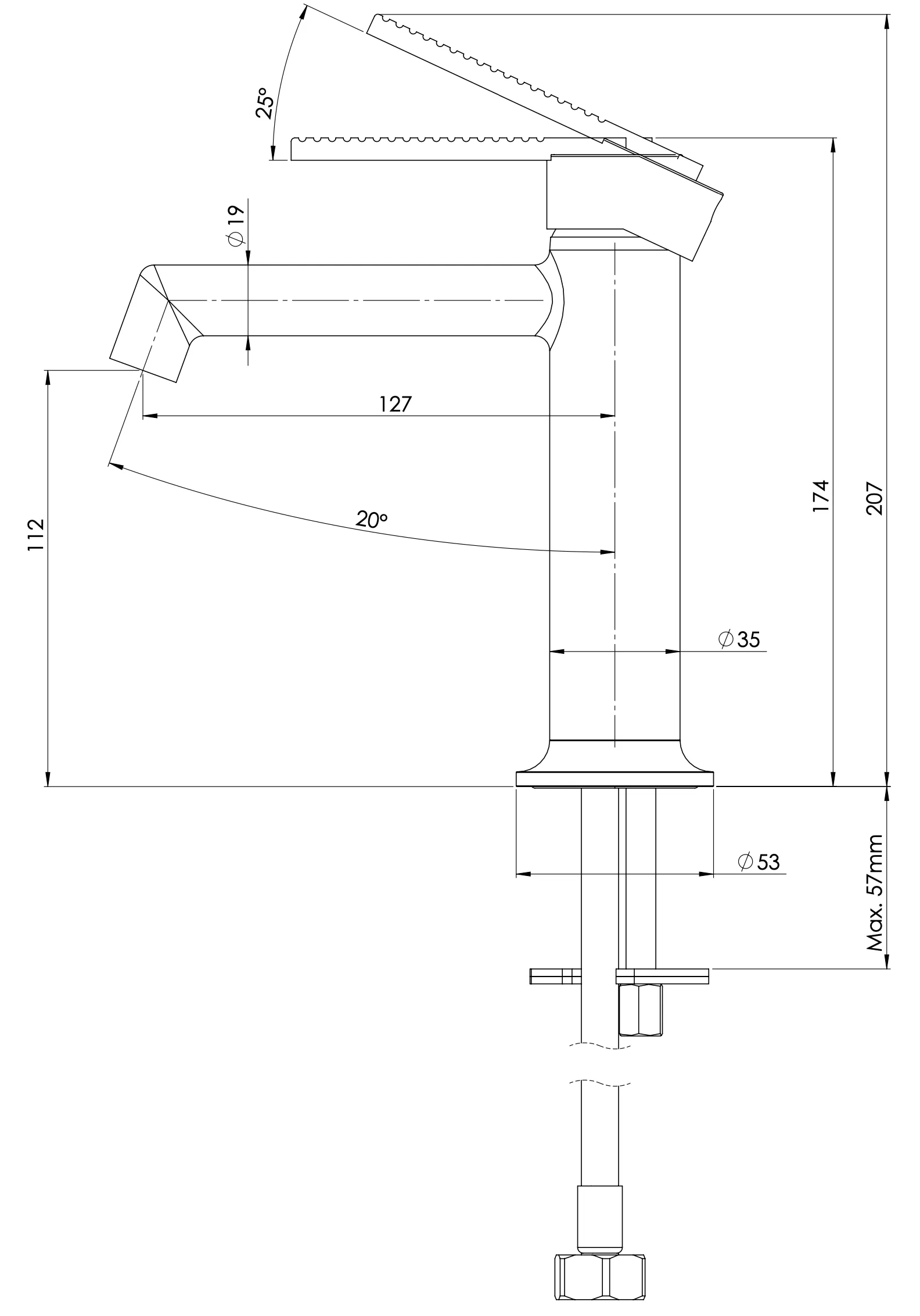 Смеситель для раковины Daniel Regency RN606NHS, латунь брашированная PVD