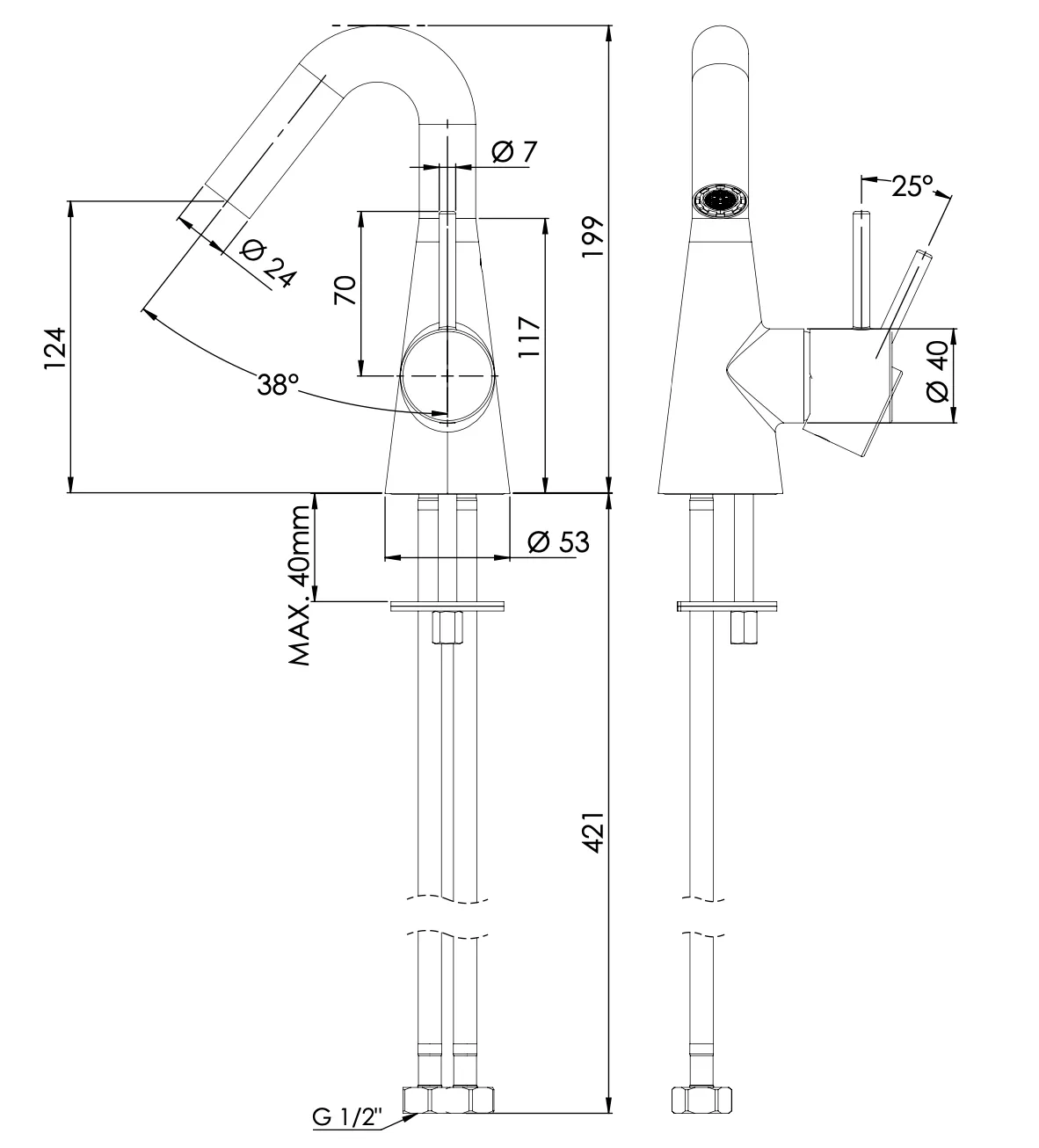 Смеситель для раковины Daniel Swing SG606N15, чёрный матовый, шт