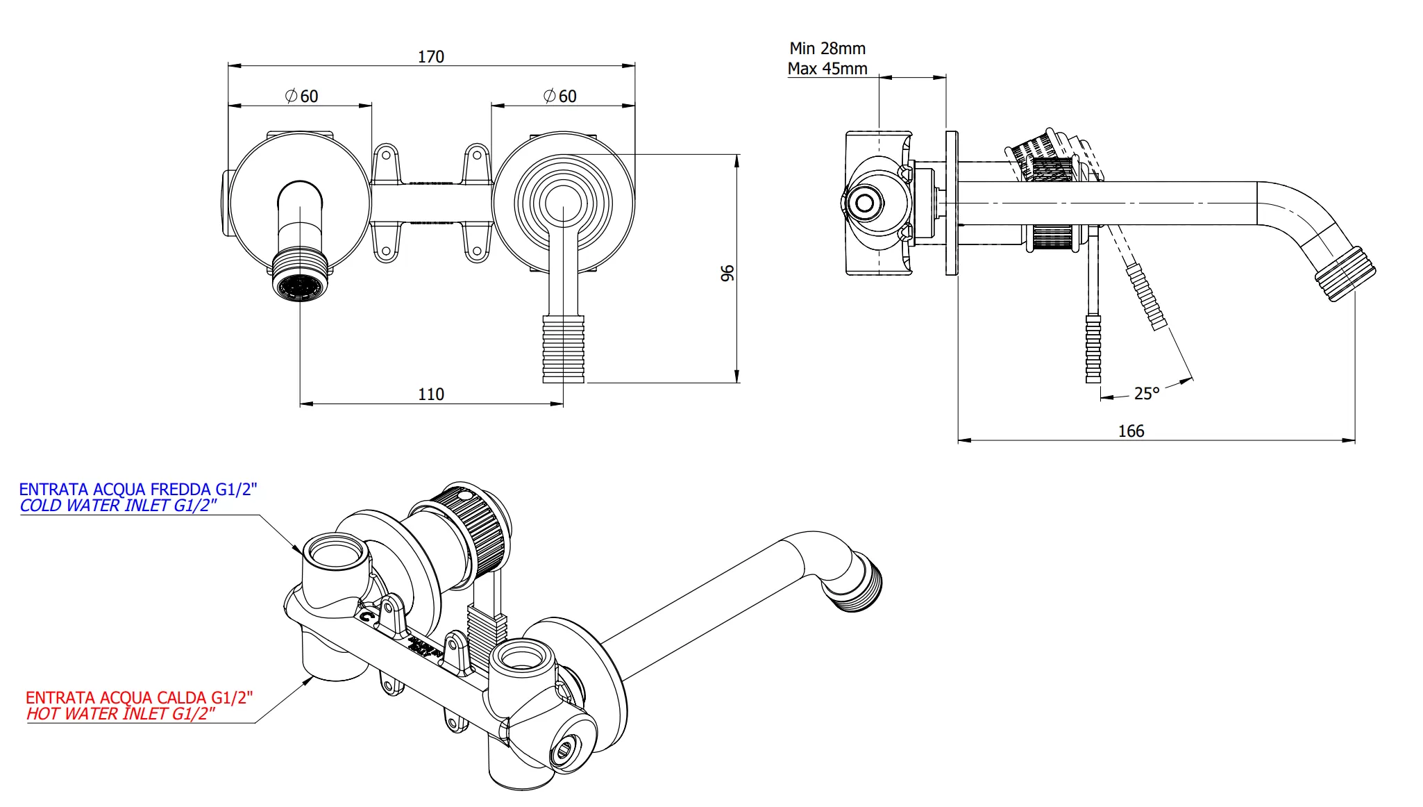 Смеситель для раковины настенный скрытого монтажа излив 18см (скрытая часть в комплекте)  atelier bo белый матовый remer
