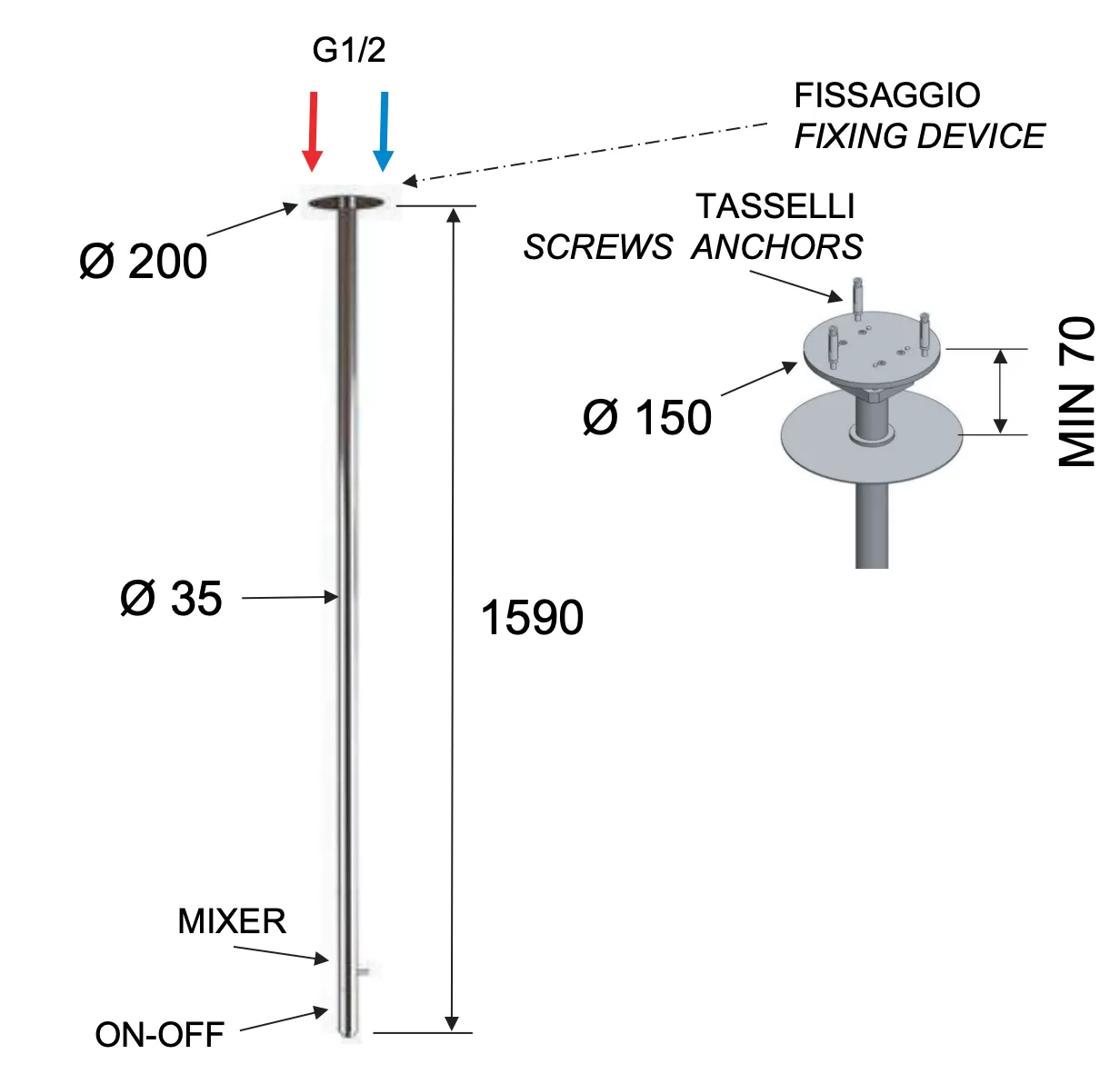 Смеситель для раковины 166 см Remer X Style N17XV, сталь