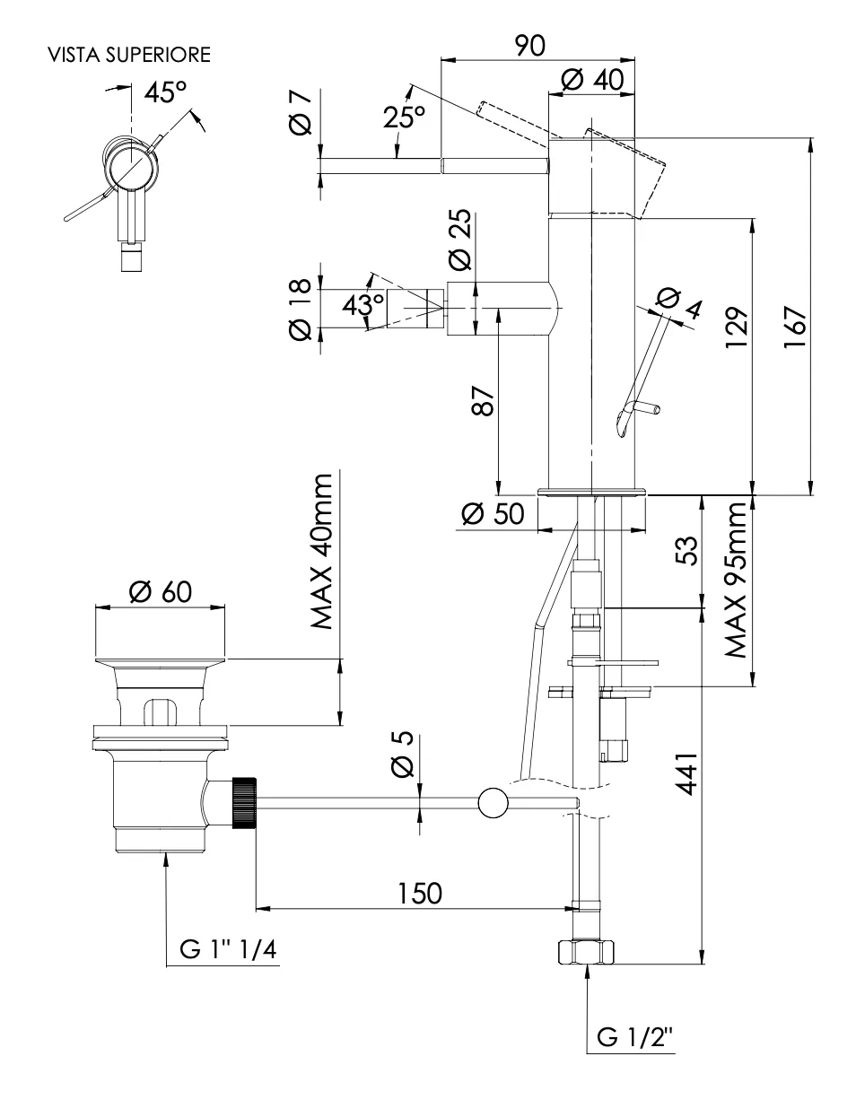 Смеситель для биде Mariani Next A14493NS12, черный матовый
