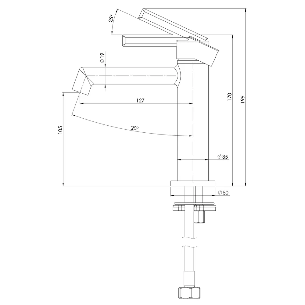 Смеситель для раковины Daniel Reverso RV606NNZ, никель брашированный PVD