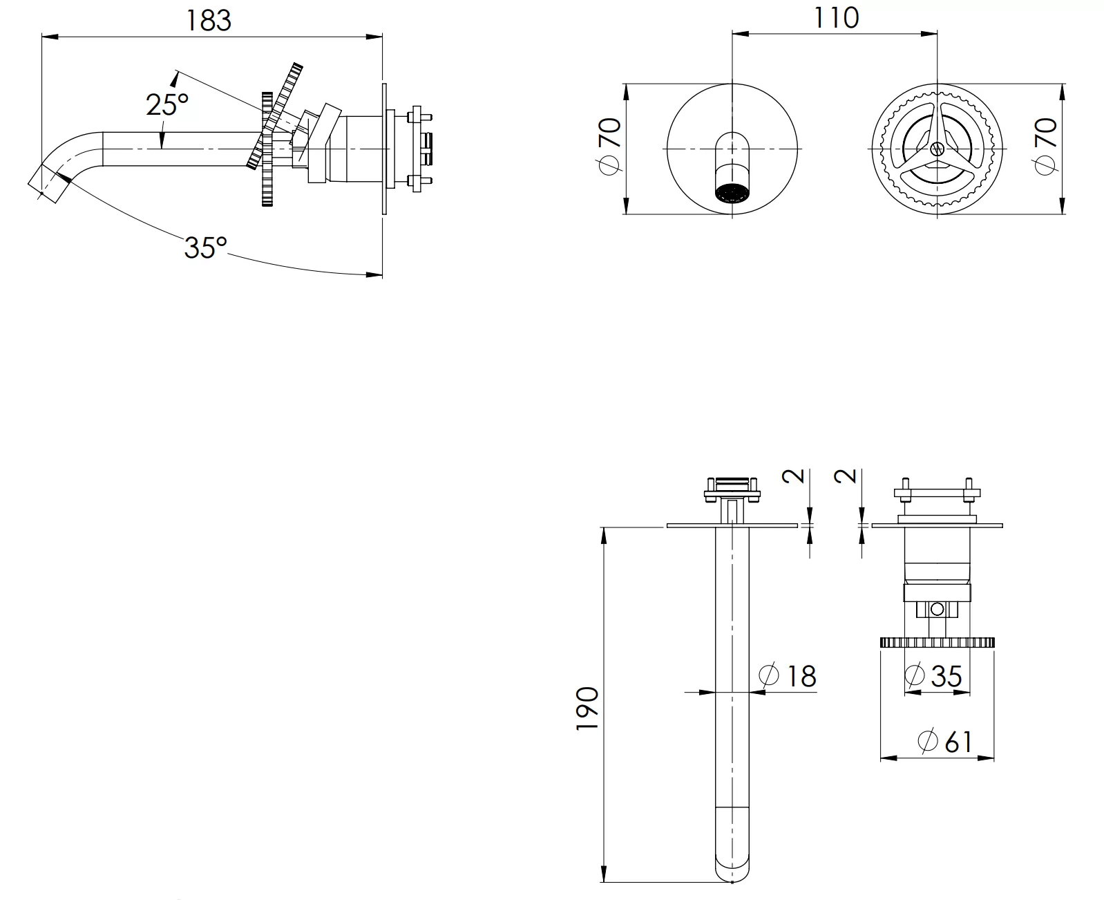 Смеситель для раковины Remer Chrono CH15PLWBNO, черный матовый
