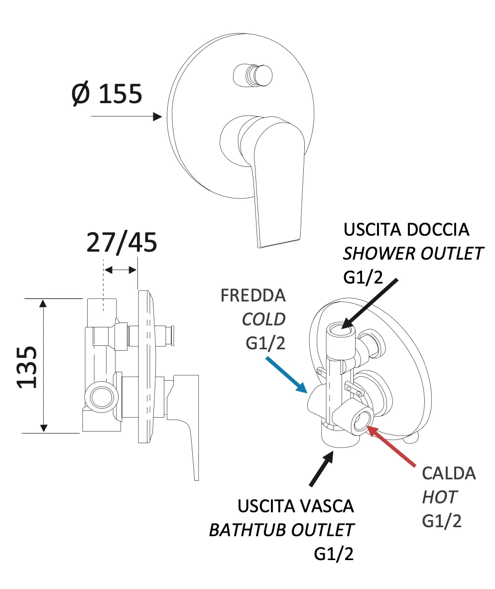 Смеситель для душа Mariani Artic В00173AT