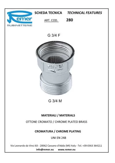 Фильтр для стиральной машины RR 280 3/4"