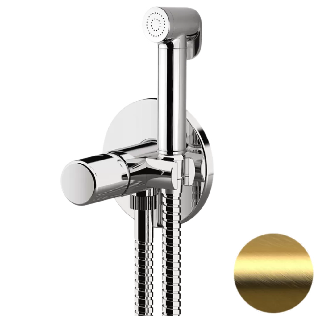 Гигиенический душ со смесителем Daniel Trilogy TG6454DCDP, золото брашированное