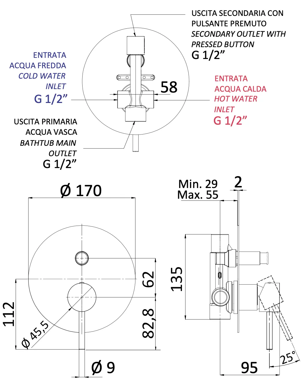Смеситель для душа Mariani Next B37173NS, белый матовый