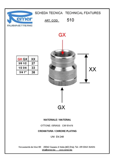 муфта переход 3/8-1/2" RR 510 хром