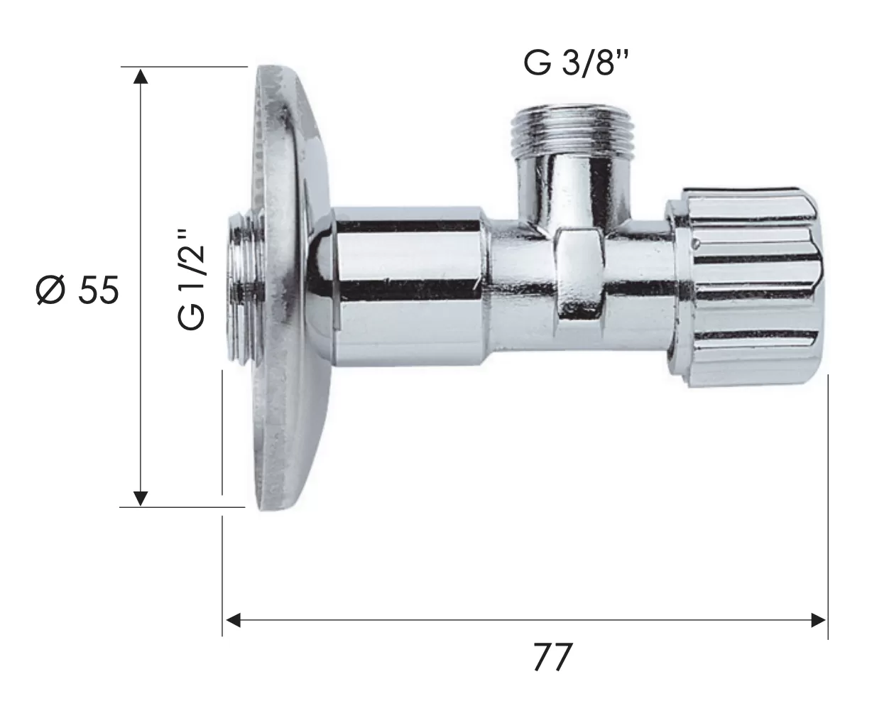 вентиль углов 1/2"- 3/8" ●ручка RR 1171238, шт