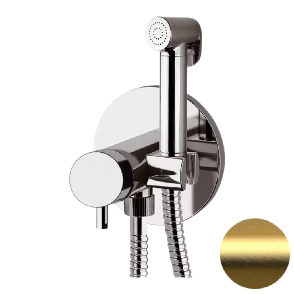 Гигиенический душ со смесителем Daniel Tokyo TK645C254DCDP, золото брашированное