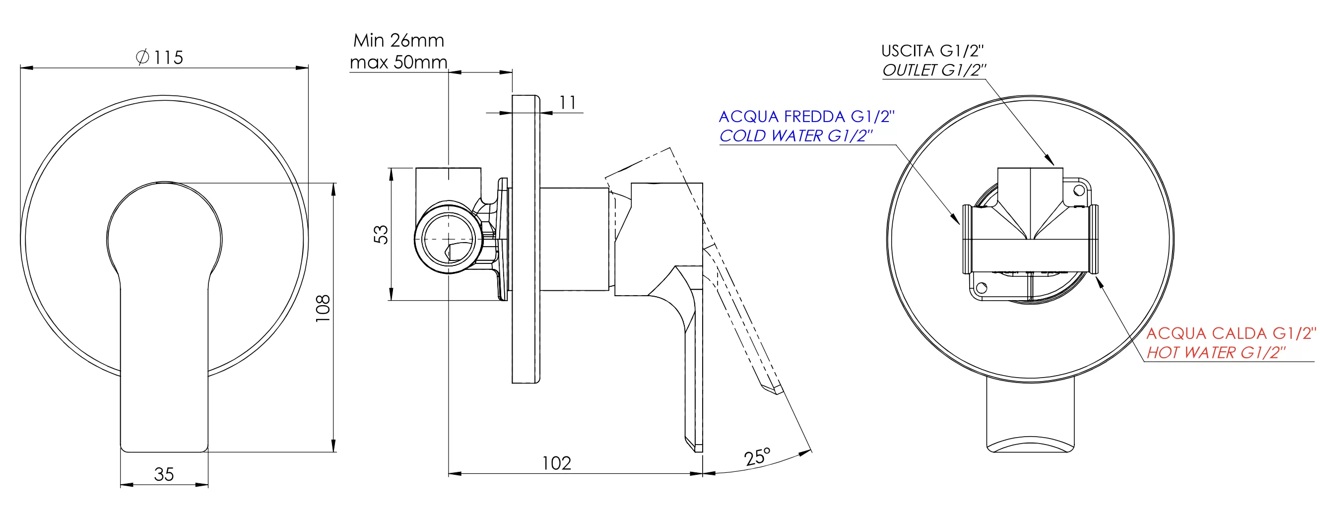 Смеситель для душа Mariani Kali B37179KL, белый матовый