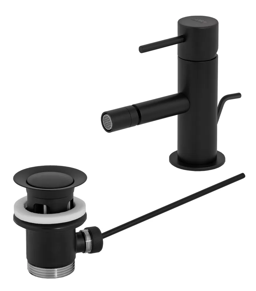 Смеситель для биде с донным клапаном x style no черный матовый remer
