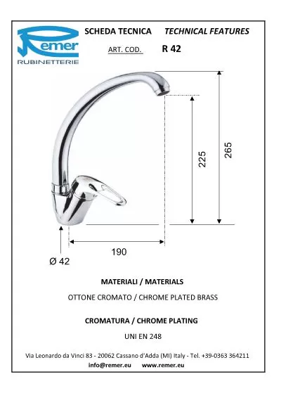 Смеситель для кухни remix cr хром remer