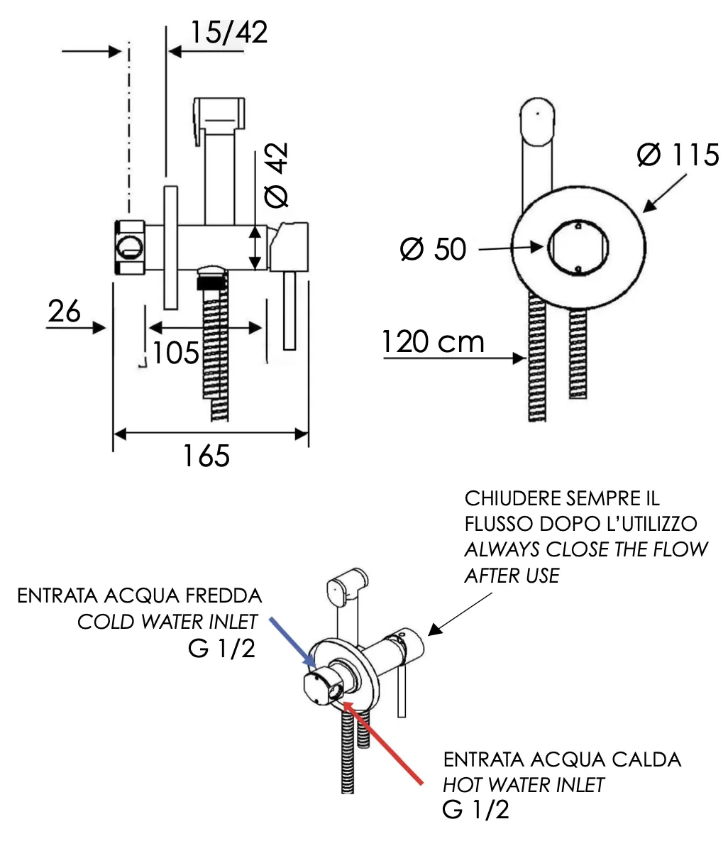 Гигиенический душ со смесителем Mariani Next B37185NXW, белый матовый